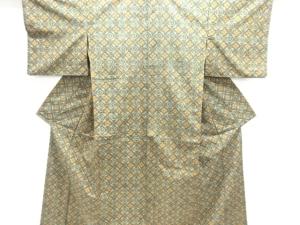 アンティーク　襷に花鳥模様手織り紬着物